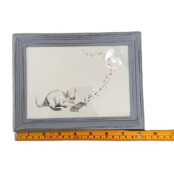 Framed Baby Kids Whimsical Armadillo Xylophone Musical Nursery Art Print. - Picture 6 of 8